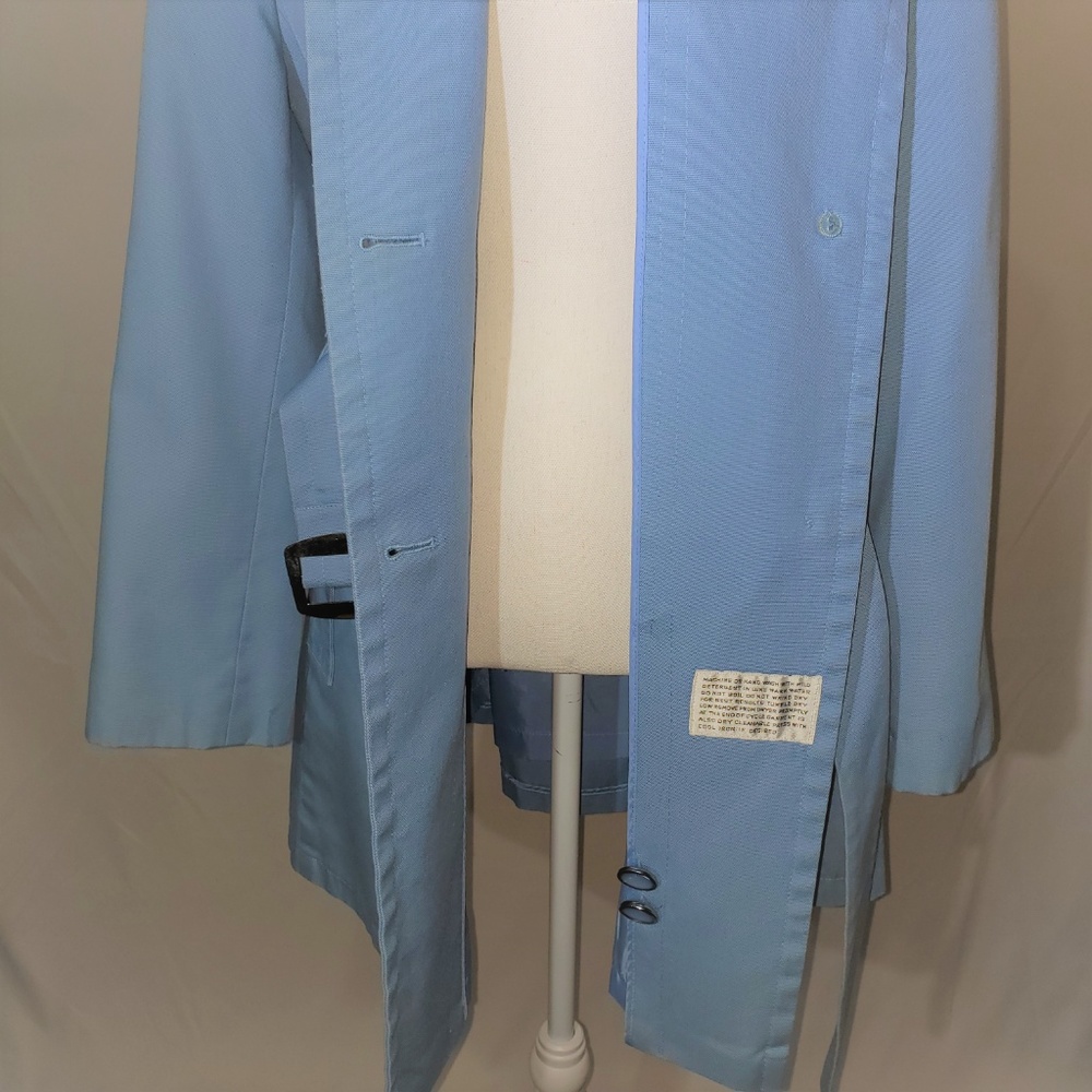 vintage Blue button Belted Trench coat fully lined - Picture 5 of 8